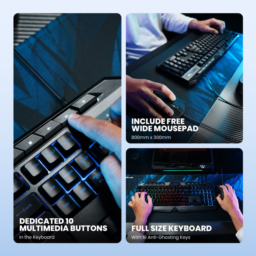Rexus Warfaction VR4 3in1 Gaming Combo Kit - Keyboard Mouse Mousepad Gaming RGB (2)