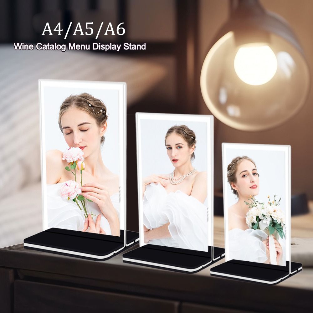Jual Transparent Acrylic Panel Wine Catalog Menu splay Stand A4 A5 A6 ...