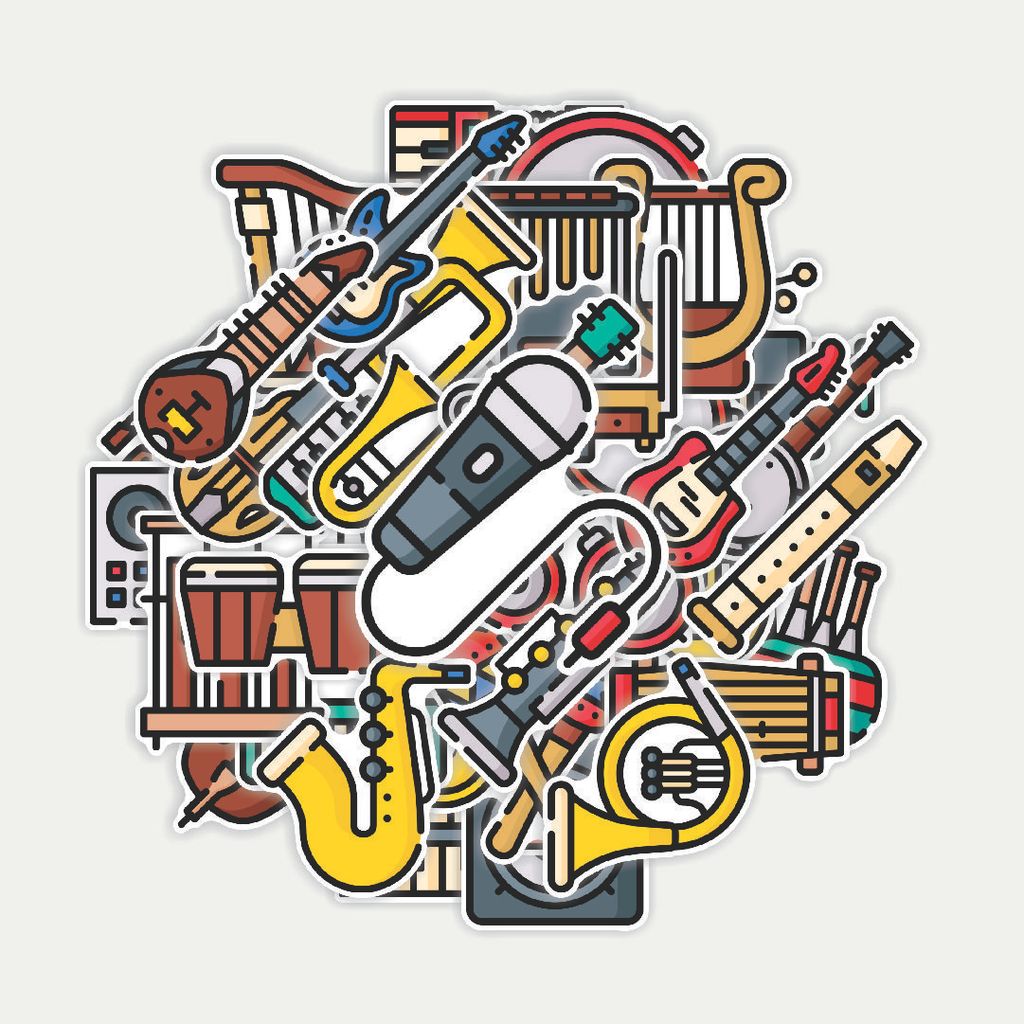Jual Sticker Pack Stiker Music Instrument | Sticker TUMBLR | Stiker ...