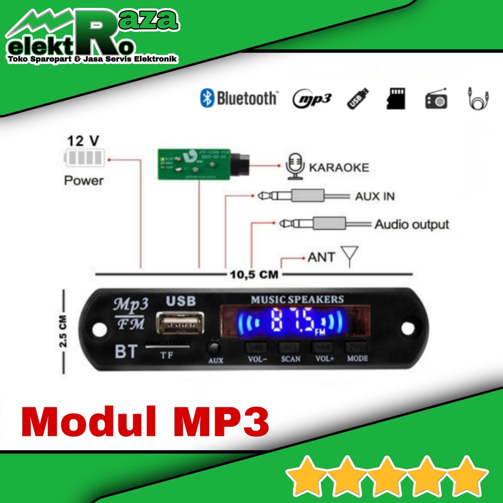 Jual Modul Mp3 kit modul bluetooth USB AUX FM RADIO 12V | Shopee Indonesia