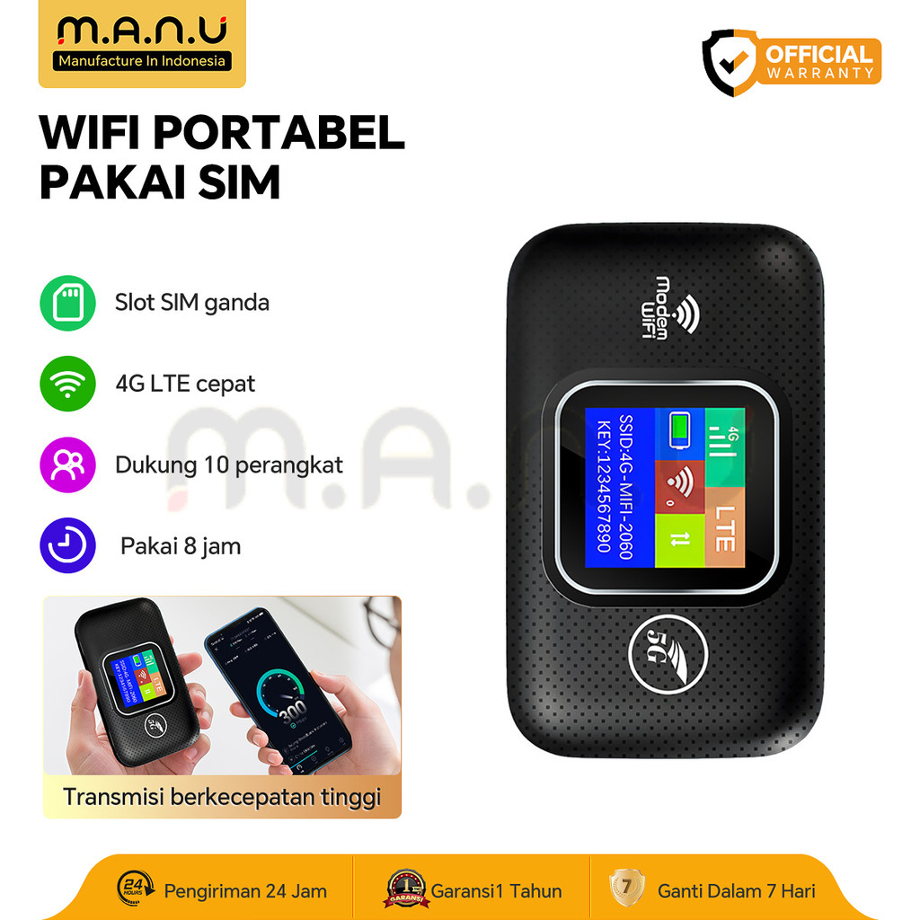 Jual MANU Pocket Wifi Router Nirkabel 4G LTE Modem 300Mbps Wireless ...