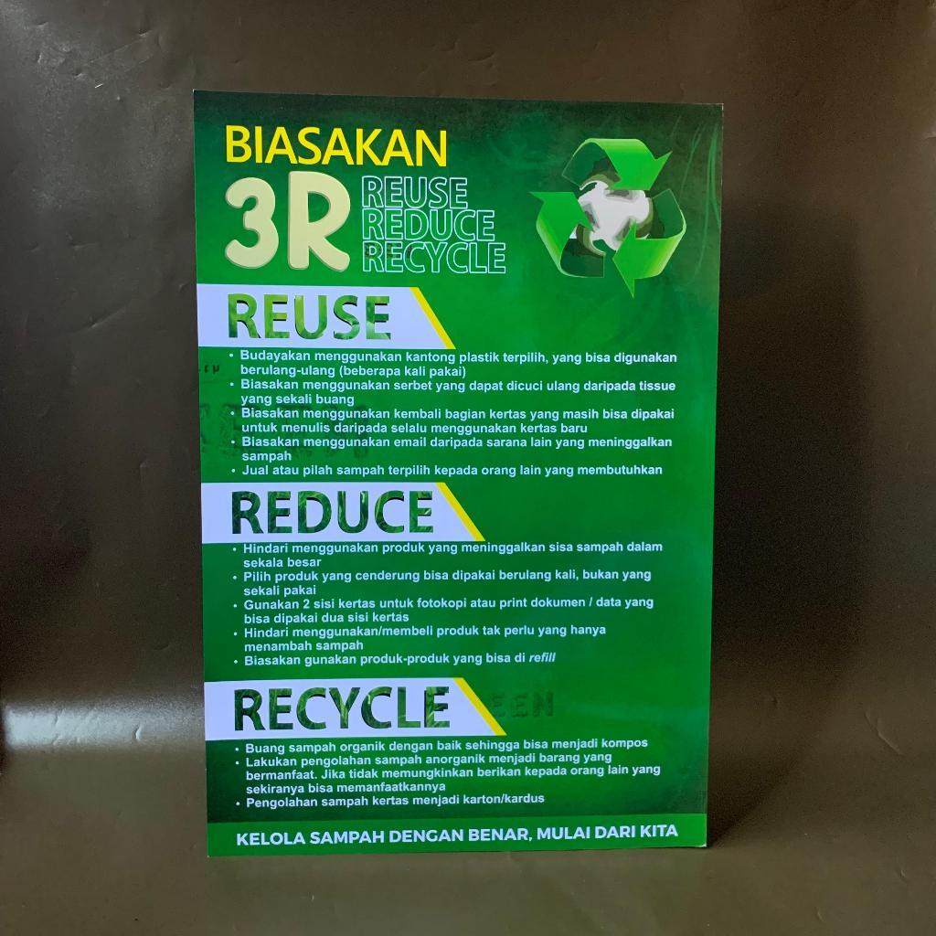 Jual Poster Biasakan 3R, Reuse Reduce Recycle, Kelola Sampah dengan ...