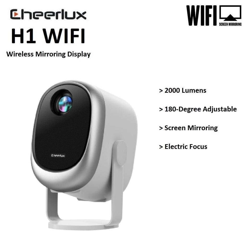 Jual CHEERLUX H1 WIFI Screen Mirroring - LED Projector 720P 2000 Lumens ...