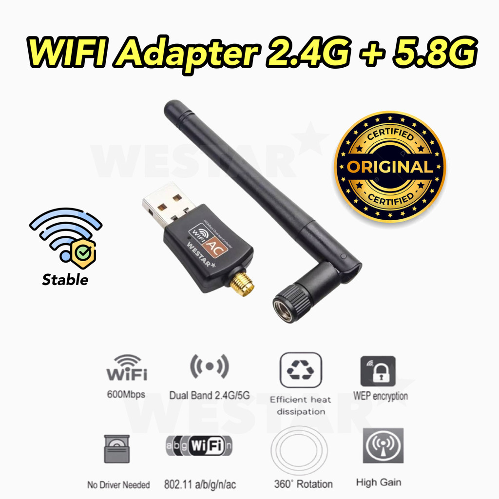 Jual Dongle WIFI WESTAR 5G+2.4G DualBand High Speed WiFi Adapter ...