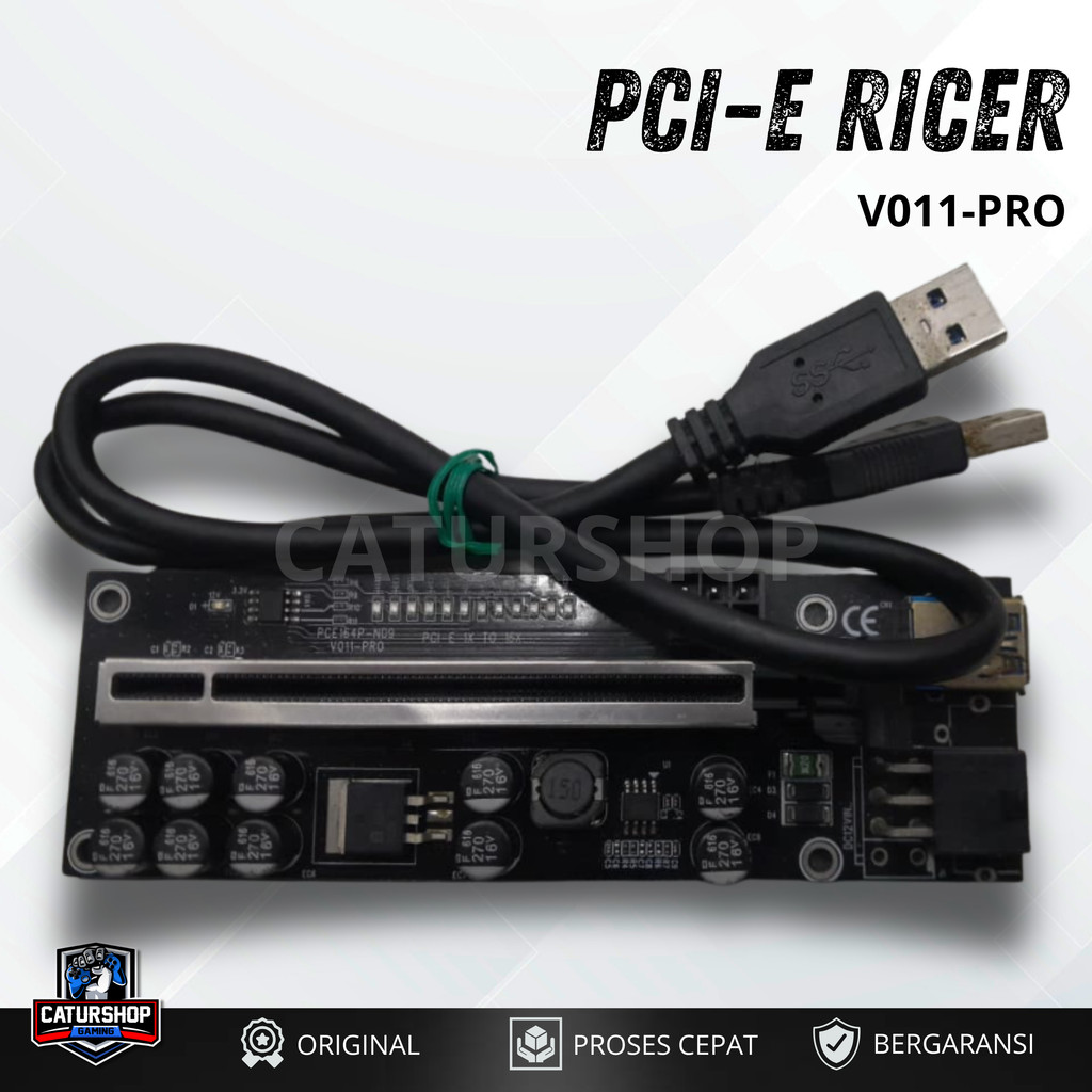 Jual PCIE Riser VER 011 Pro Mining Premium 10 Kapasitor PCI-E VGA GPU ...