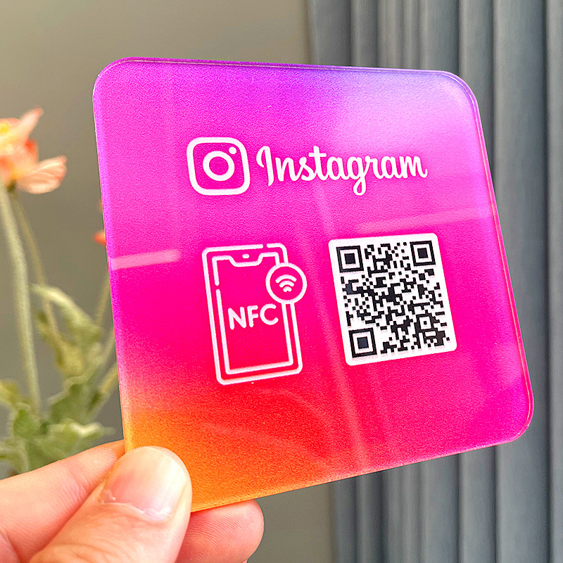 Jual Customized NFC Sensing Stickers Instagram Facebook Acrylic QR Code ...