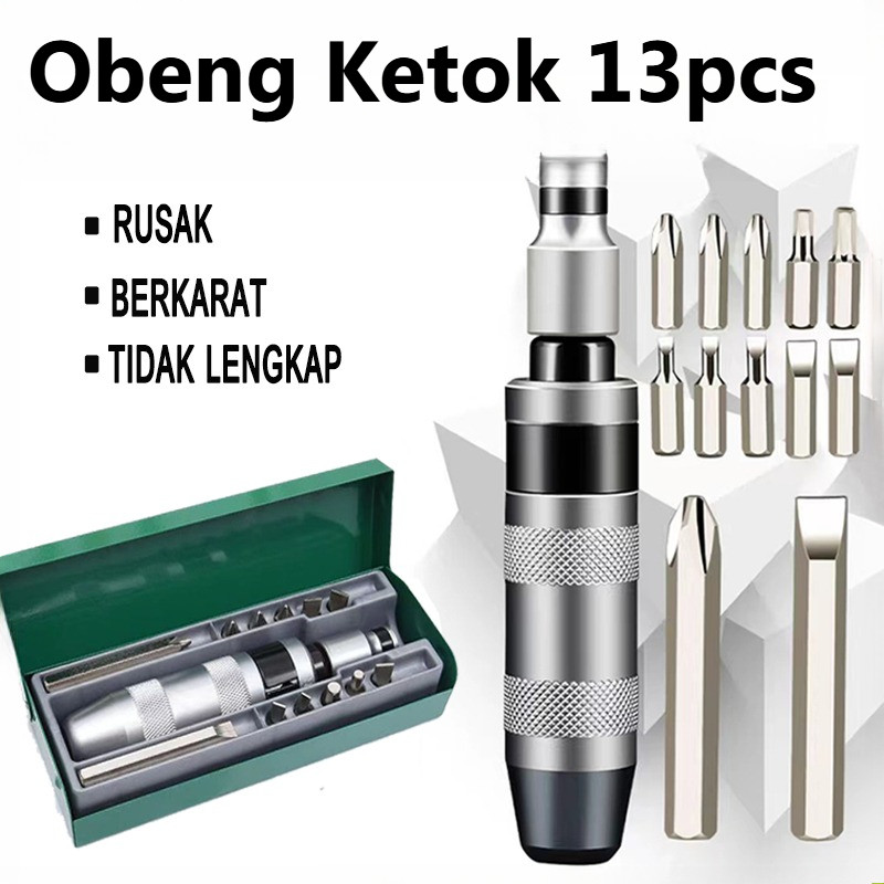 Jual Obeng Ketok Set 13 Pcs Obeng Getok Putar Set Impact Drill Bit ...