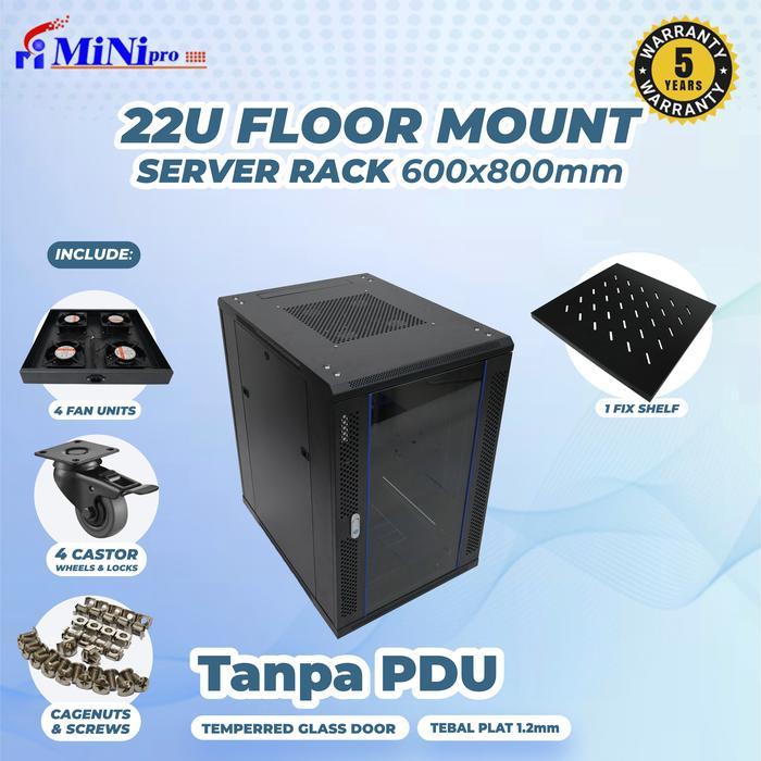 Jual Minipro Rack Server 22U 600x800mm Floor Mount Rack - Tanpa PDU ...