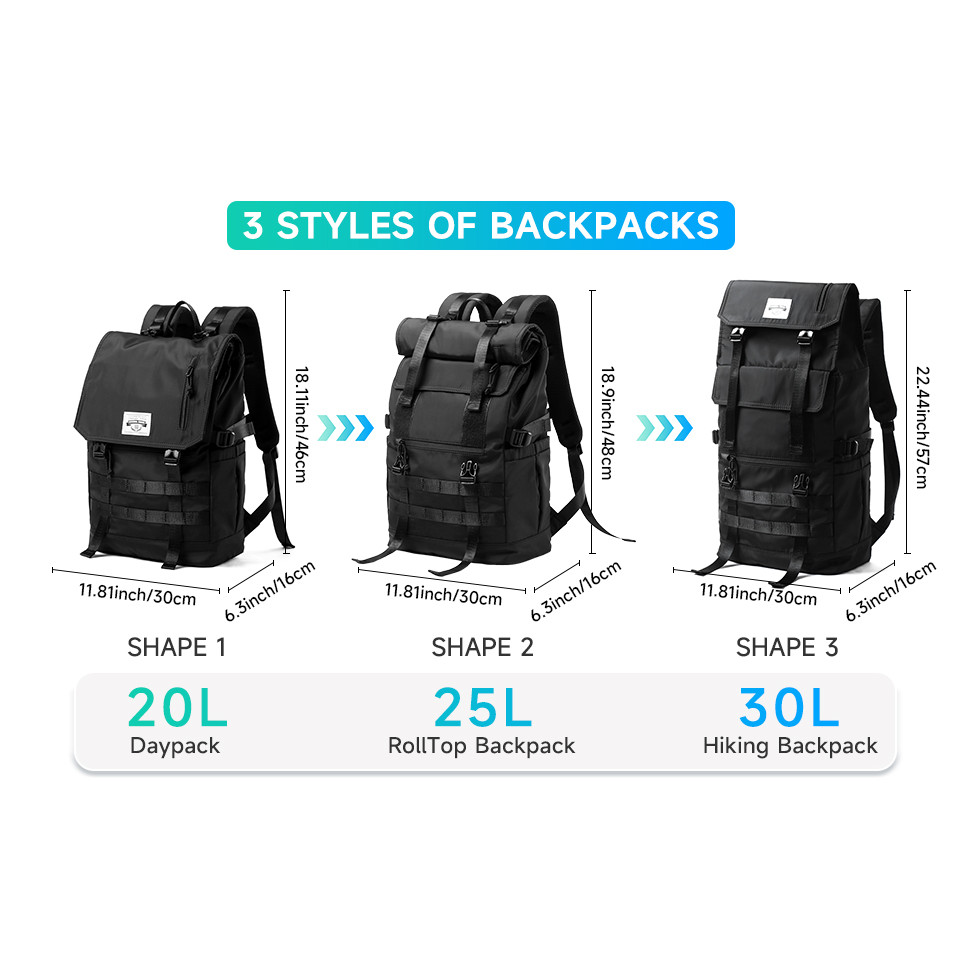 Jual MOYYI 3 in 1Expandable Laptop Backpack Men Women Large Roll Top ...