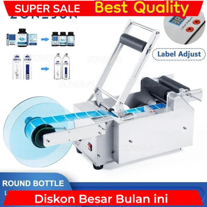 Jual ZONESUN Round Bottle Label Machine Plastic Labeling Sticker ...