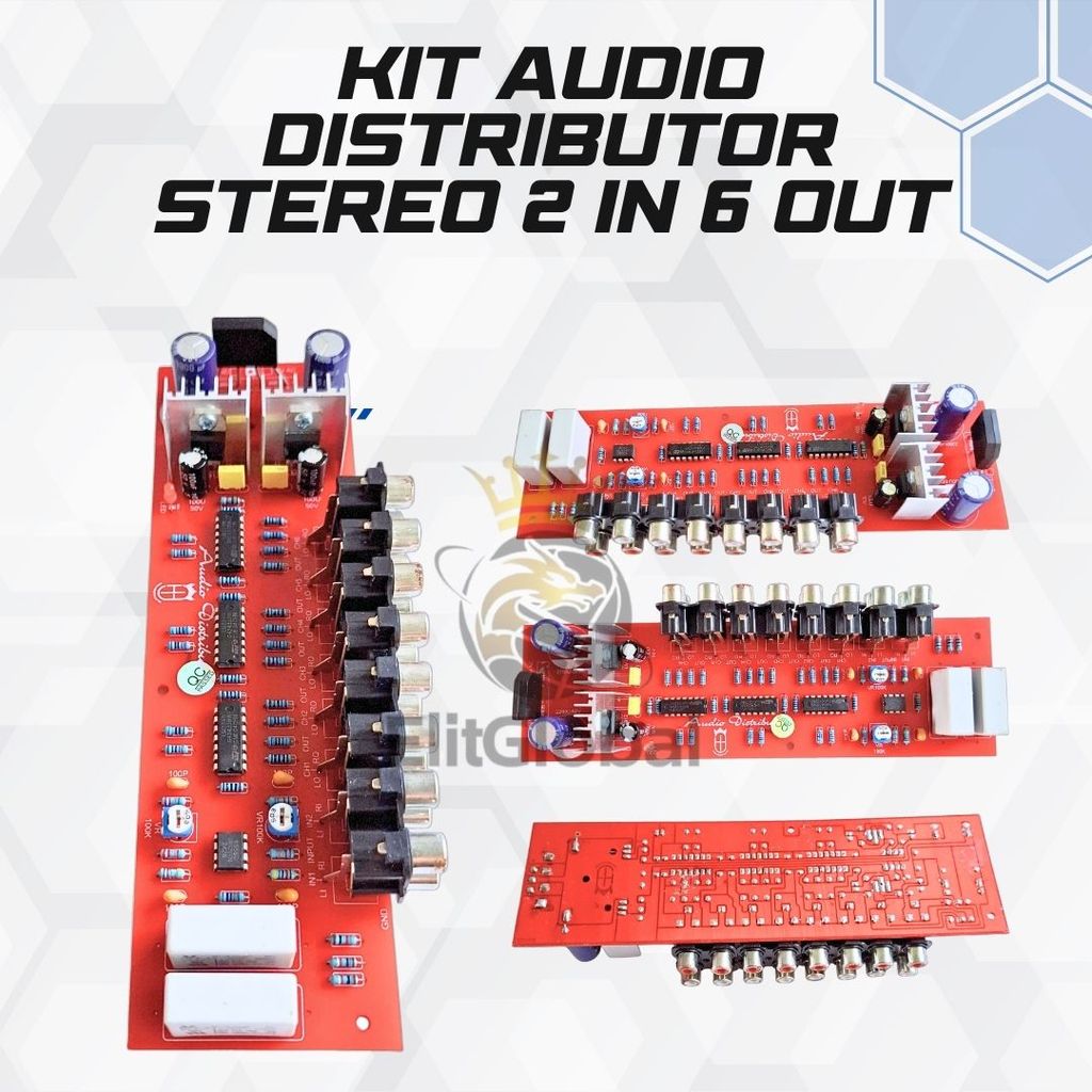 Jual Kit Audio Distributor Stereo 2 Input 6 Output PCB 195x58mm Line In ...