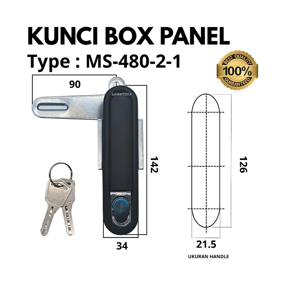 Jual Kunci Box Panel MS-480-2-1 Model Oval Black (142mm) ... | Shopee ...