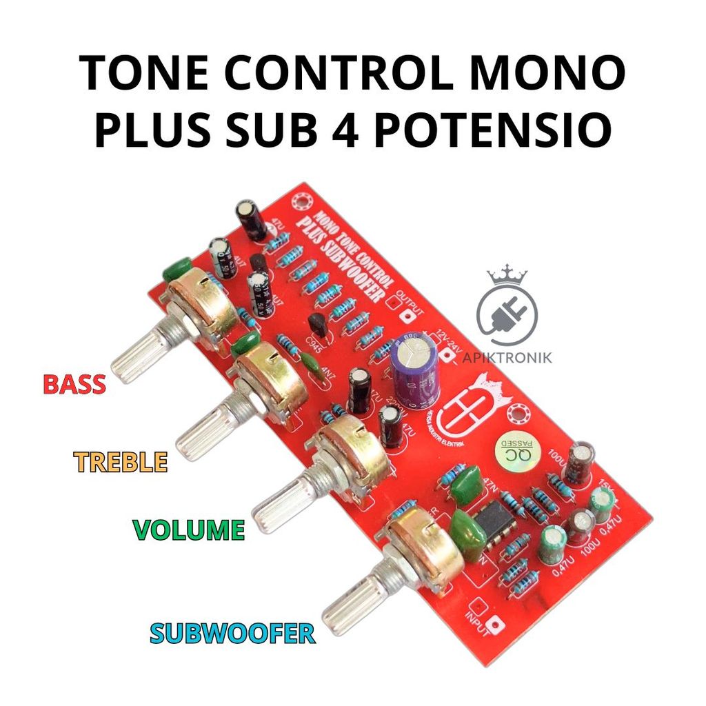 Jual Tone Control Mono Plus Subwoofer 4 Pot Bass Treble Volume Sub 12 ...