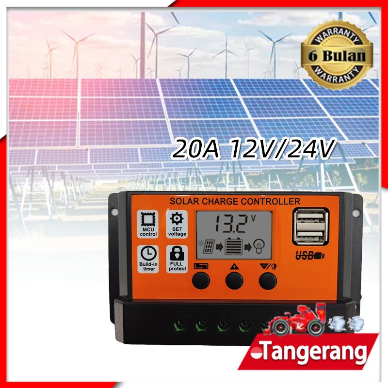 Jual Solar Panel Controller 20A 12V/24V Kontroller Solar Charge ...