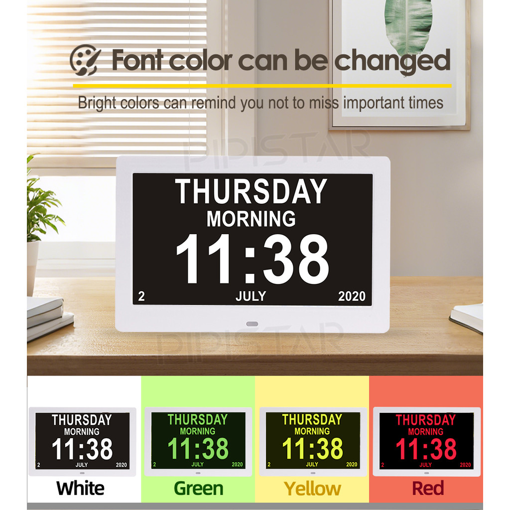 Jual 10.1/7-inch calendar frame dementia clock display time, date ...