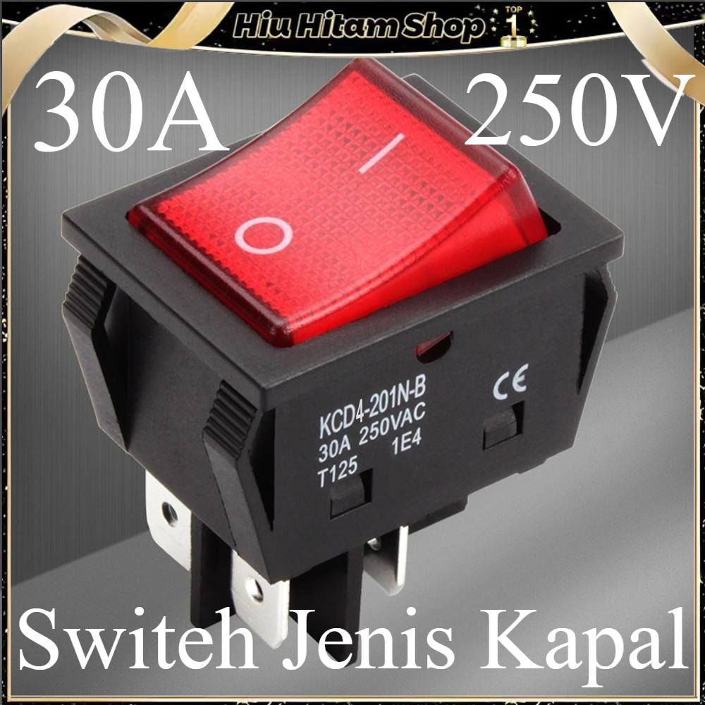 Jual Saklar On Off Besar 4 Pin Merah Dengan Lampu Indikator 30A 250V ...
