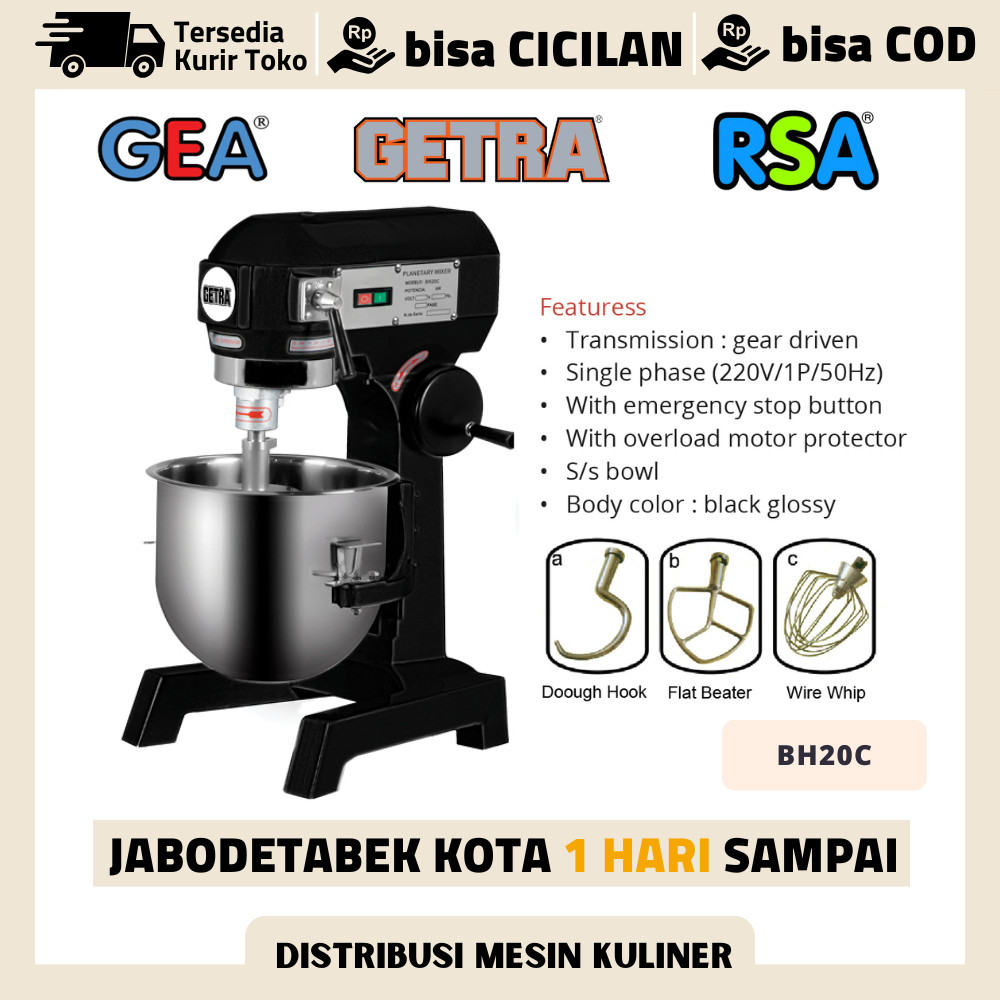 Jual Getra BH20C Mixer Roti Planetary Mixer Kapasitas 20 L Garansi ...