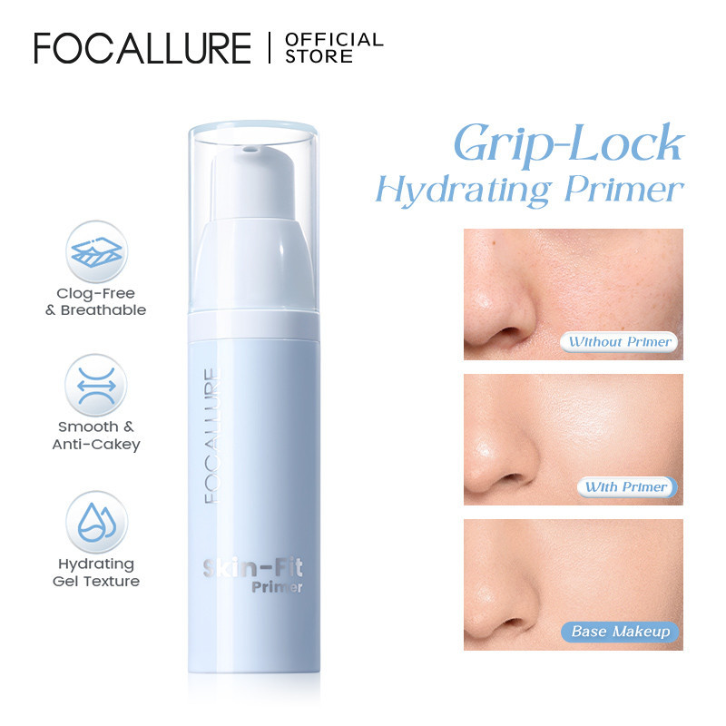 FOCALLURE Grip-Lock Lasting Hydrating Primer Smooth Anti-Cakey Makeup Base Gel Texture Clog-Free Breathable