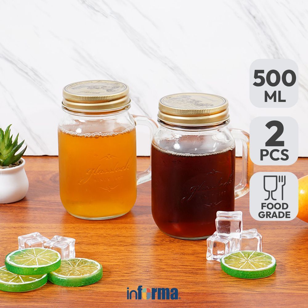 Jual Informa Glasslock Canning Mug Kaca 500 ml Set 2 Pcs Transparan ...