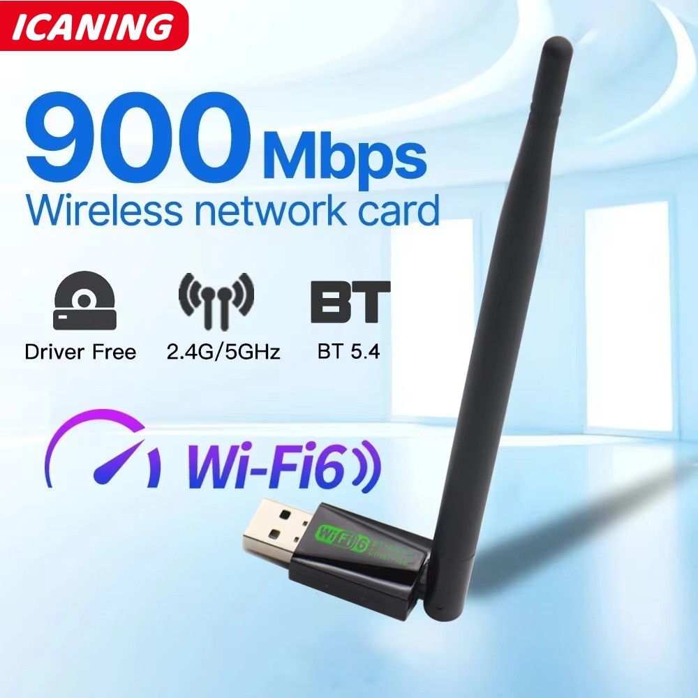 Dongle USB WiFi 6 Con Bluetooth 5.3, 900Mbps, Doppia Banda 2.4/5.8GHz, Per Windows 10/11