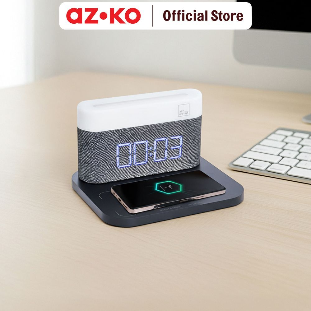 Jual AZKO Arthome 18x15 cm Jam Digital Dengan Wireless Charger Nsl Desk ...