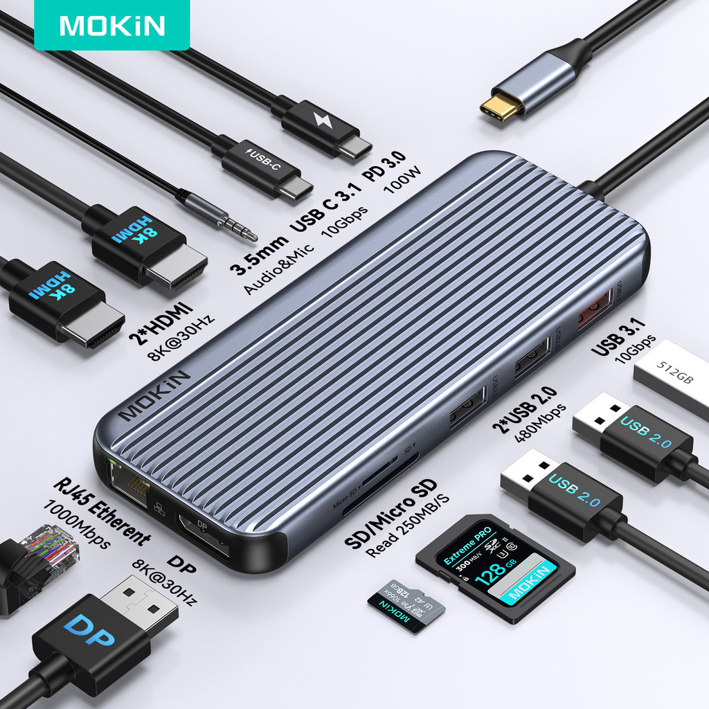 Jual MOKiN 12 in 1 Docking Station Triple splay for Mac iPad USB C Hub ...