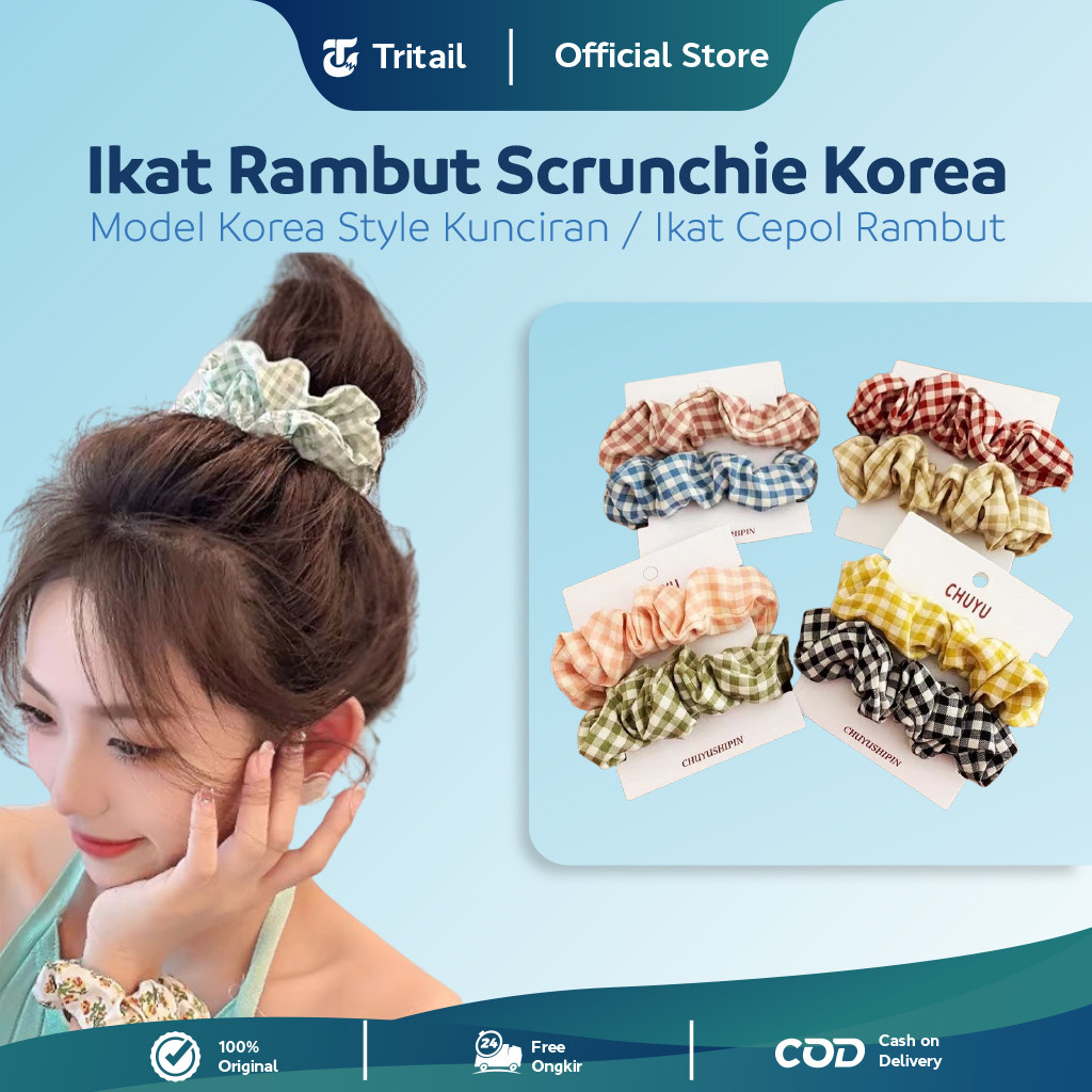 Jual Tritail - Ikat Rambut Cepol Scrunchie Korea Style Kunciran Rambut ...