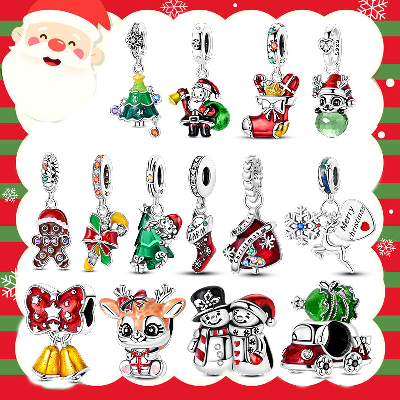 CWOne Designs Charm Set Di 3 Ciondoli In Argento Sterlina 925 Con Zirconia | Collezione Natalizia | Regalo Con Sacchetto Di Velluto
