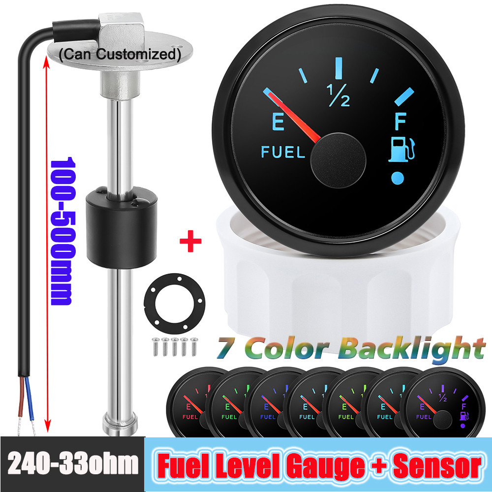Jual Custom 240-33ohms Fuel Float Level Sensor+52MM Fuel Level Gauge 7 ...