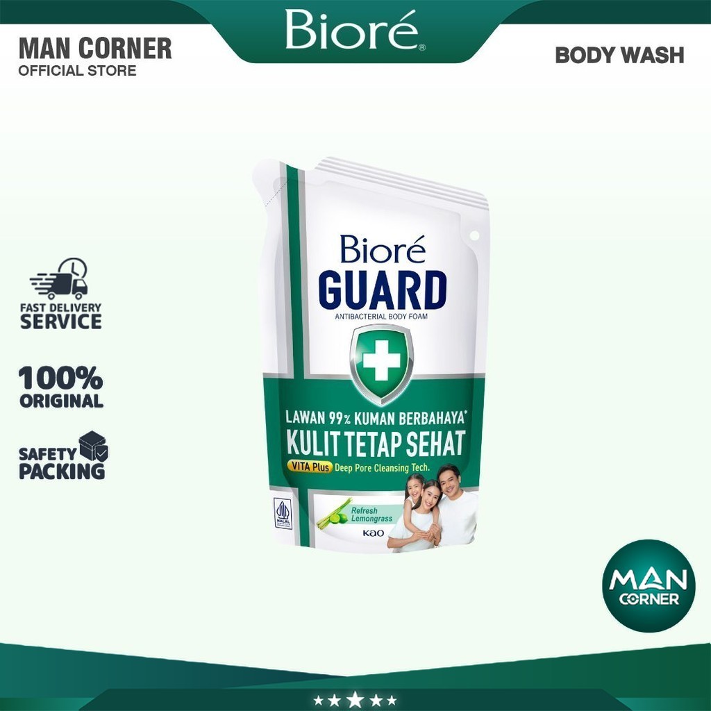 Jual Biore Guard Refreshed Lemongrass 250ml Pouch | Man Corner | Shopee ...