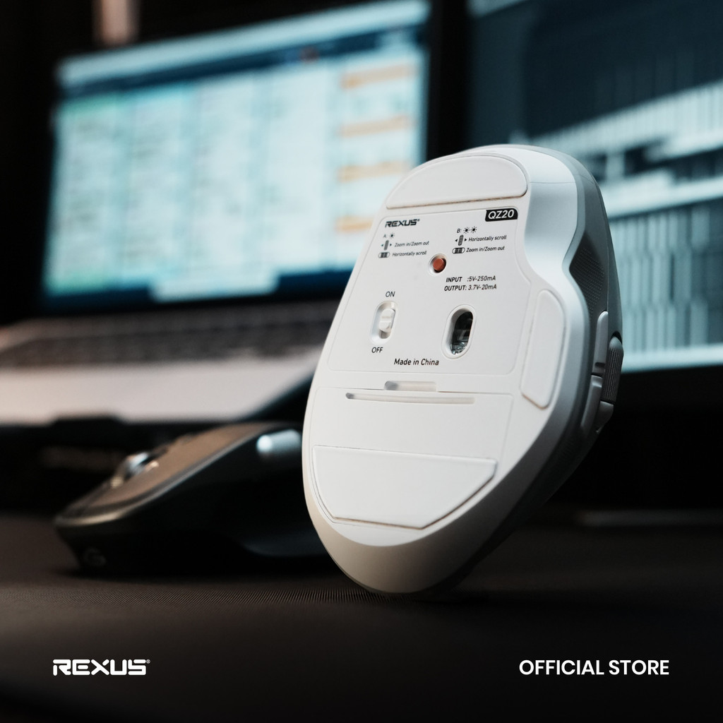 Rexus Flow QZ20 Mouse Office Wireless Ergonomic Silent Click - AeroSpin Wheel & Horizontal Scroll Mode (7)