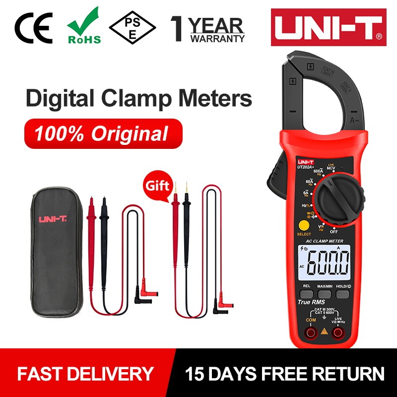 Jual UNI T AC Current Clamp Meter UT204+ UT202A+ 600A Professional ...