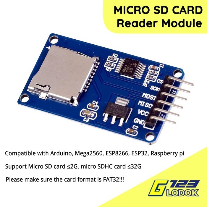 Jual Micro SD Card Mini TF Reader Writer SPI Adapter Module For Arduino ...