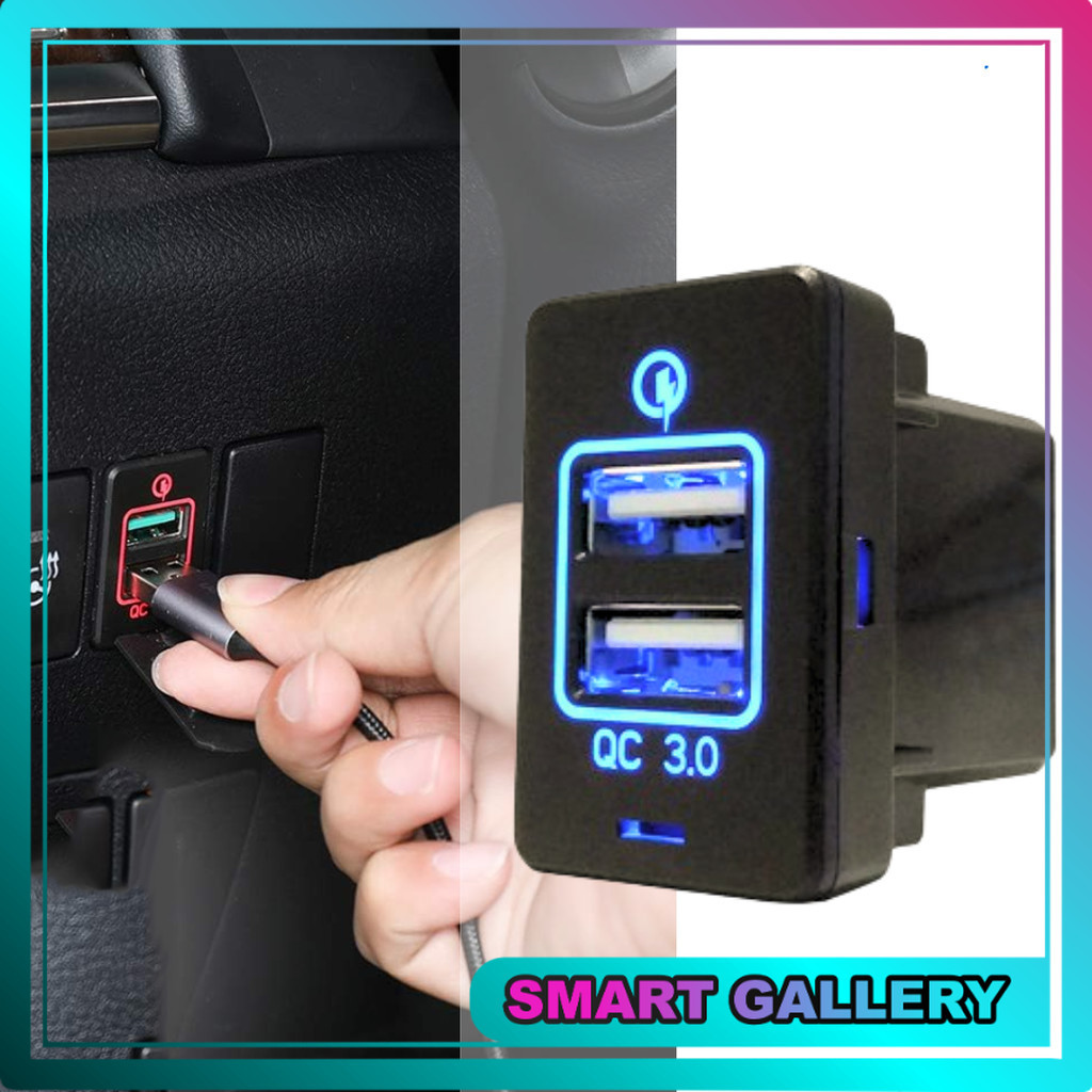 Jual Charger Mobil USB LED Light QC 3.0 Dual USB Port DC Plug 12V ...