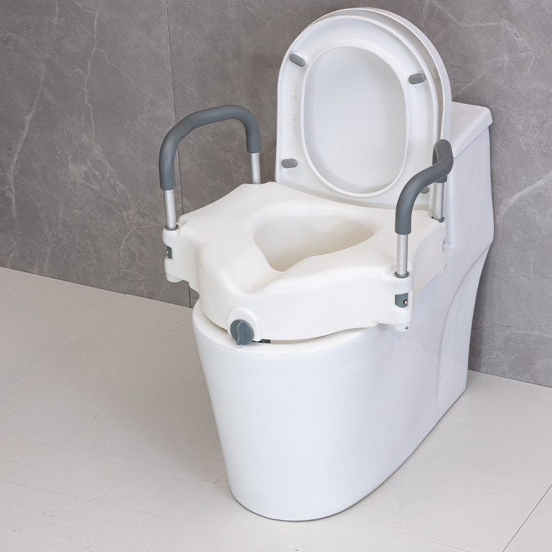 Jual Aluminum Alloy Toilet Riser AntiTip Seat with Handrail SplashProof ...