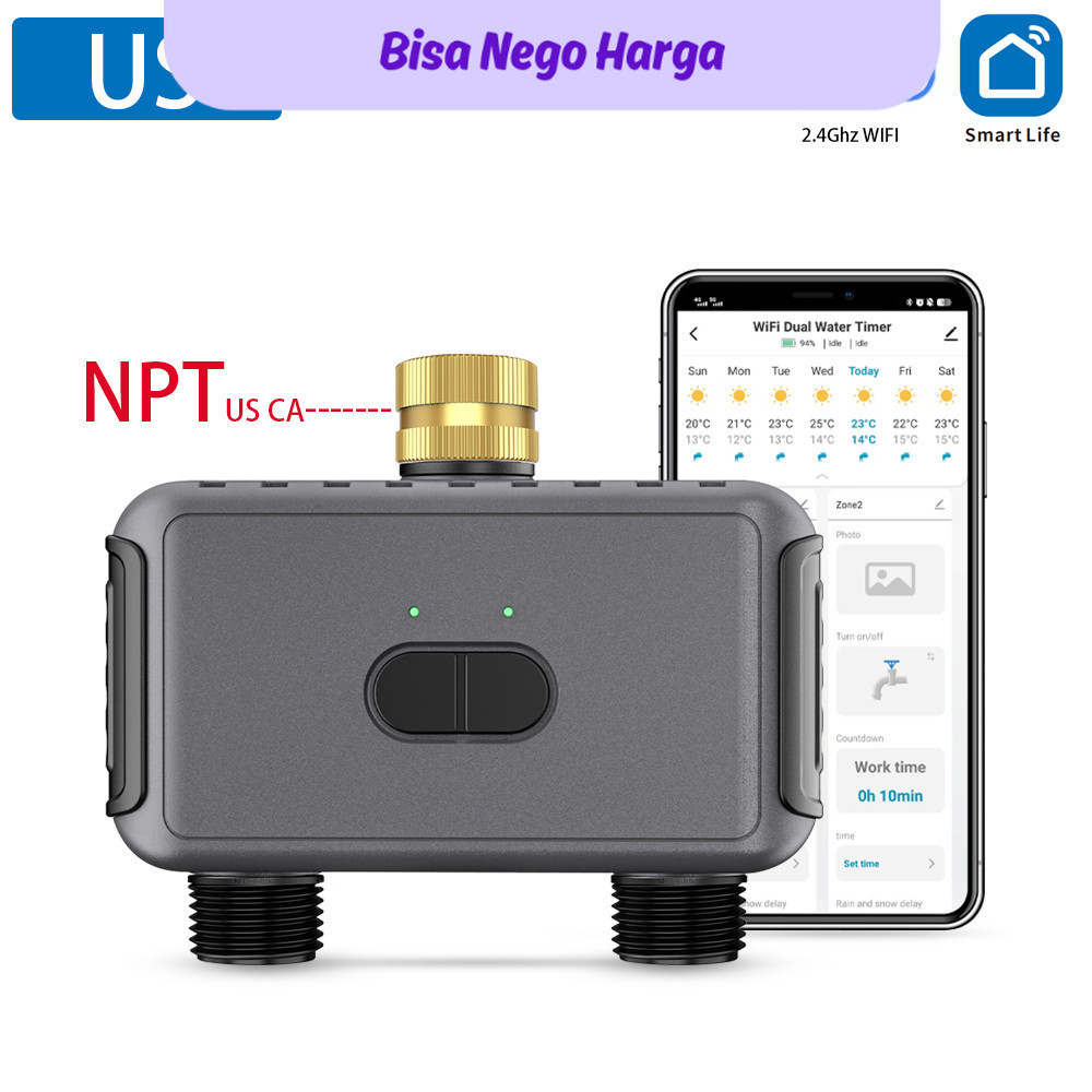 Jual KKC Tuya WiFi Smart 2 Zone Watering Timer Bluetooth Irrigation ...