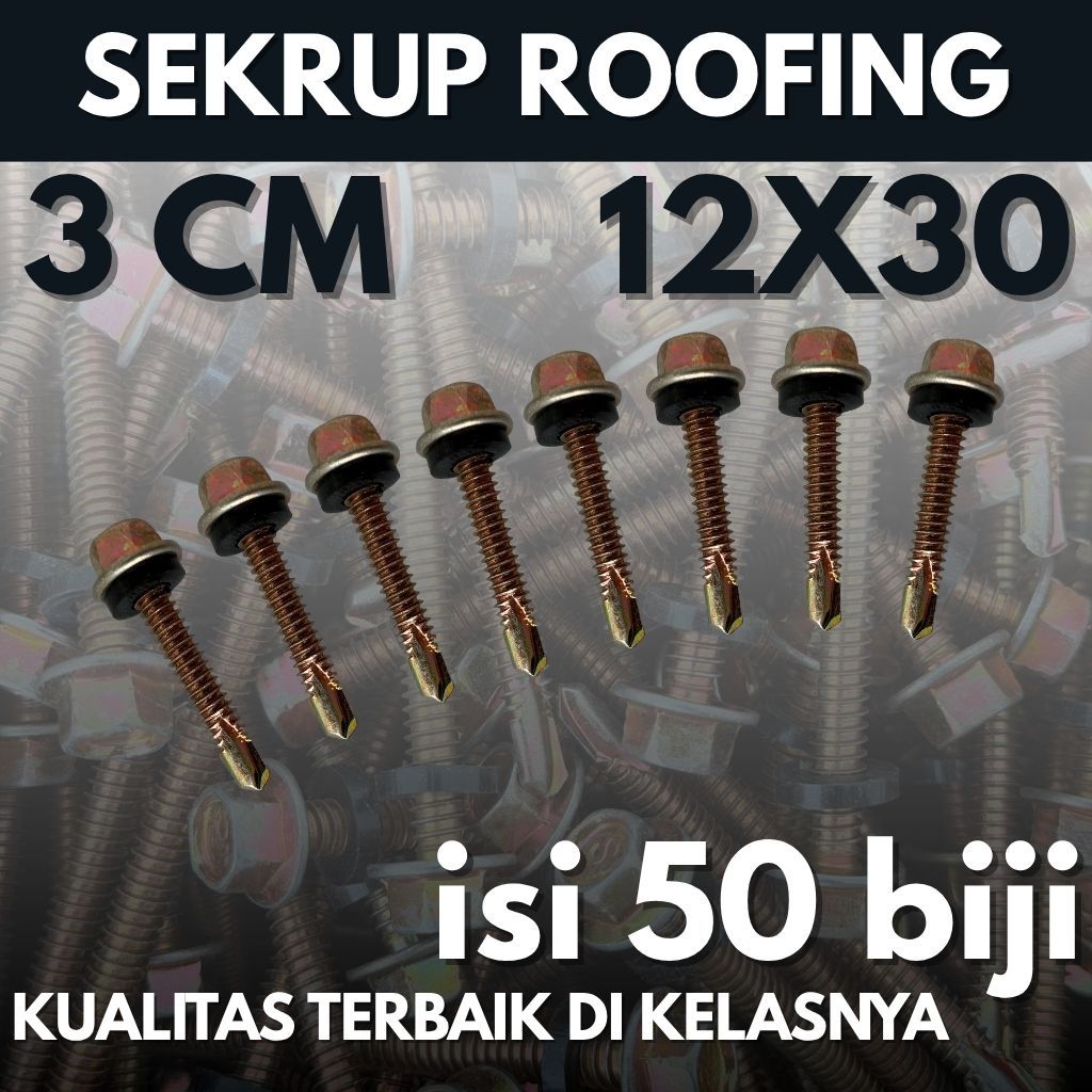 Jual Sekrup Roofing Baja Ringan 12x30 (3cm) (isi 50 biji)) – Baut Atap ...