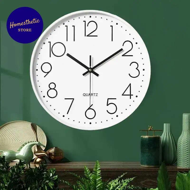 Jual Jam Dinding Bulat Minimalis Modern Estetik Tanpa Suara Sweep ...