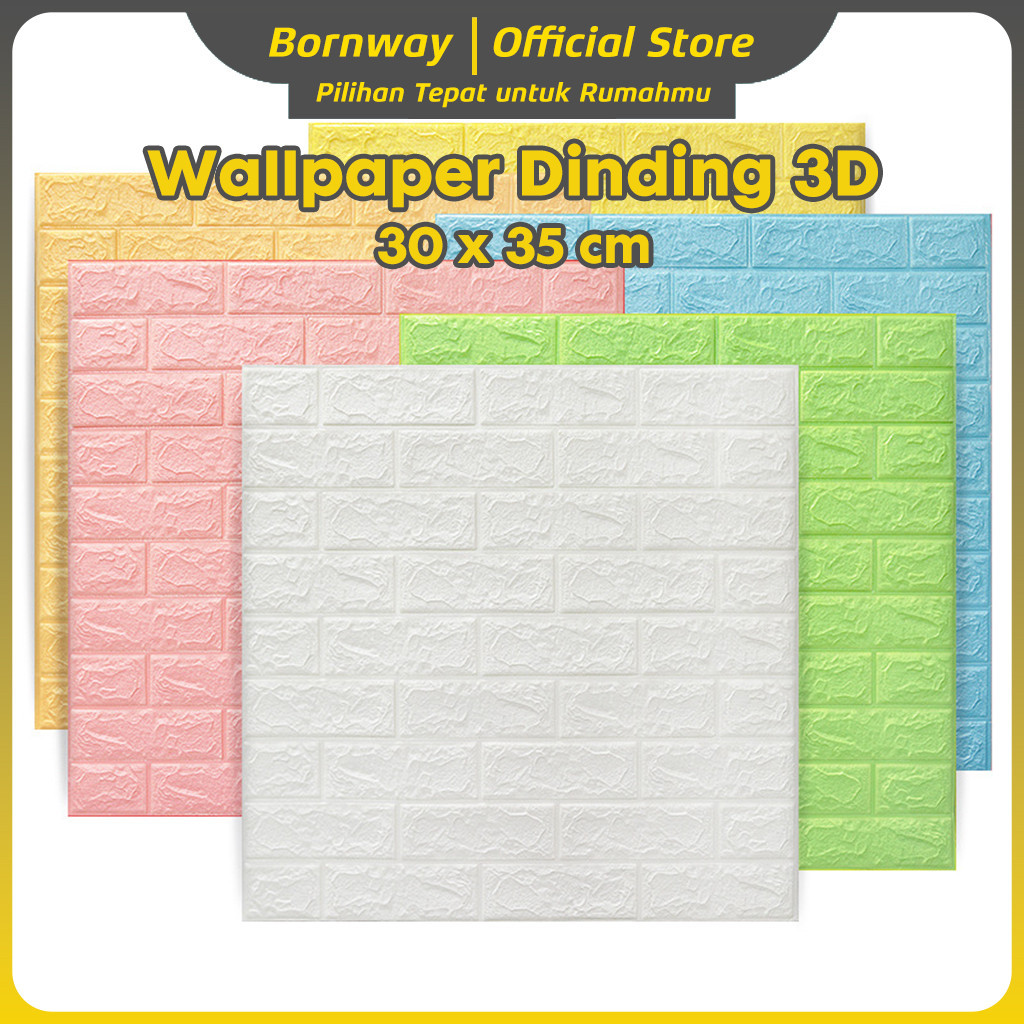 Bornway - MURAH! Wallpaper Dinding 3D 30x35cm Stiker Wallfoam Dekorasi Kamar Rum