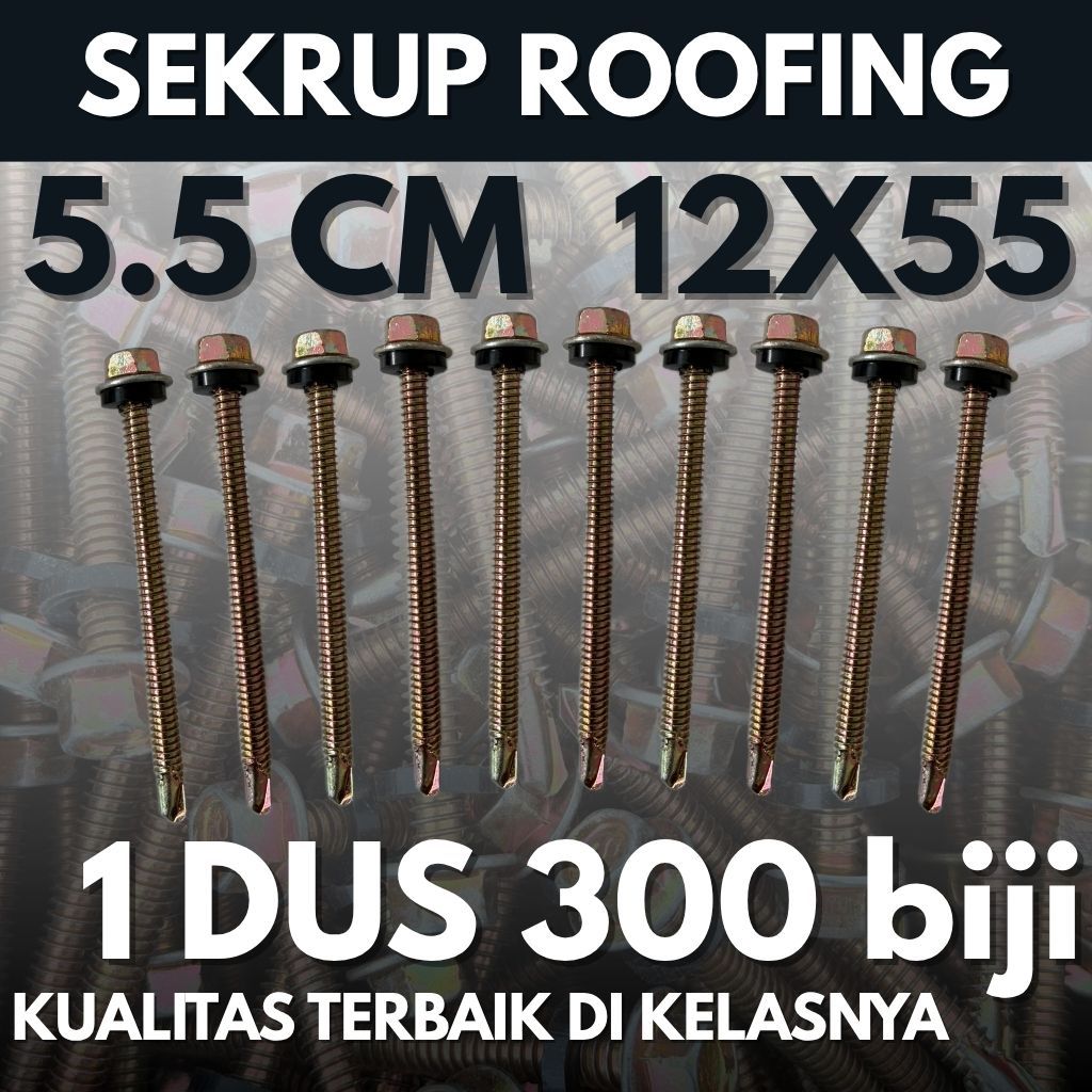 Jual Sekrup Roofing Baja Ringan 12x55 mm (isi 1 dus 300 biji) – Baut ...
