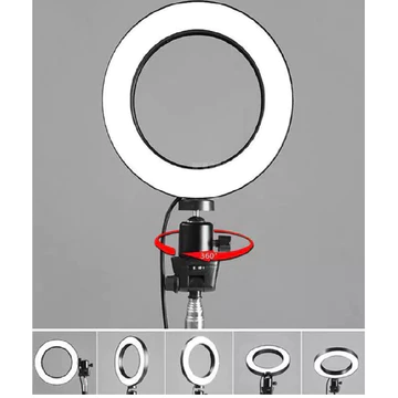 Lampu Ring Light Led Model R26 12W Usb 3200K 5500K Holder Smartphone 26Cm