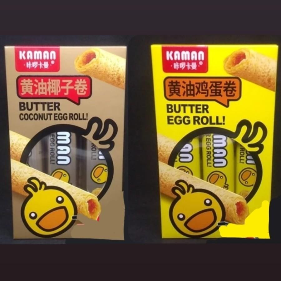 Jual Kaman Butter Egg Roll Wafer Roll Rasa Butter / Coconut Roll 140gr ...