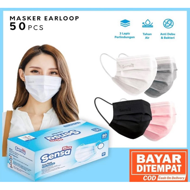 Jual Masker Sensa Plus Earloop 3ply (Isi 50 Pcs) | Shopee Indonesia