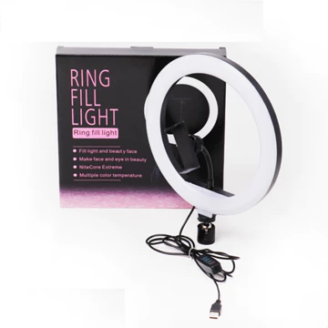 Lampu Ring Led Portable 3 Mode Dimmable Suhu 3200K 5500K 12W 26Cm