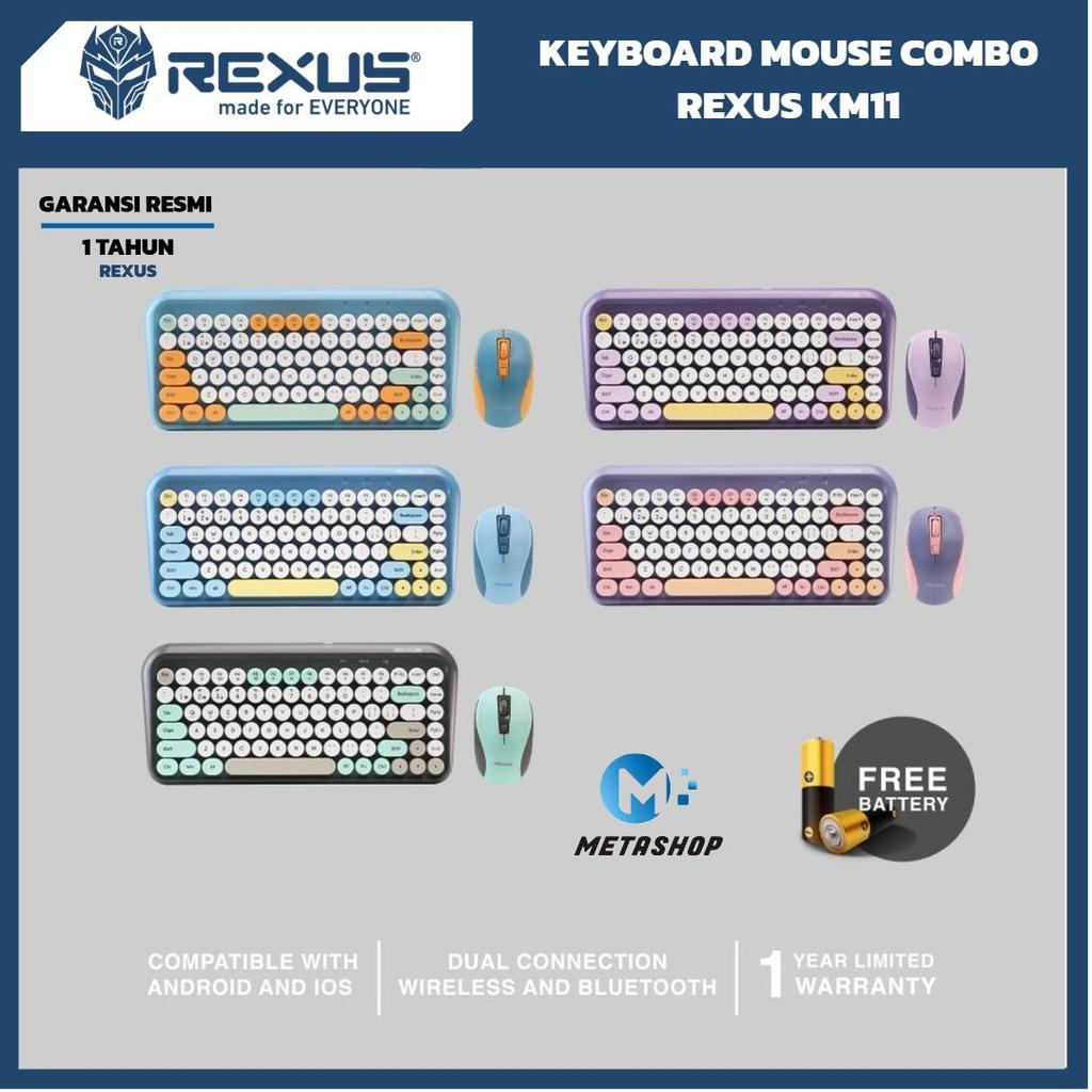 Jual REXUS KM11 Wireless Keyboard Mouse Combo Bluetooth Dual Connection ...