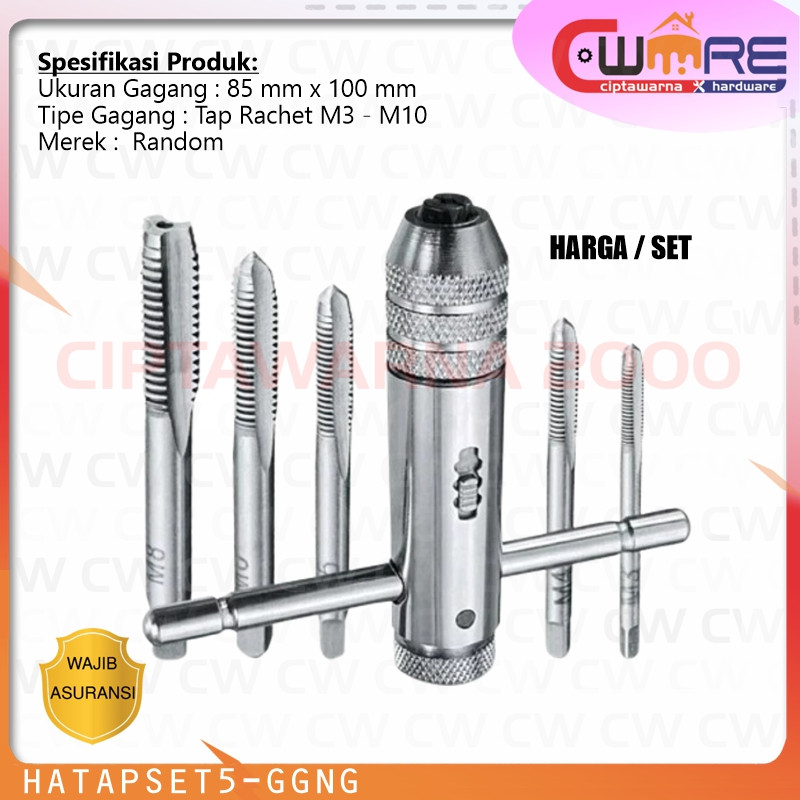 Jual 1 Set Gagang Ratchet Handle Tap M3 - M10 Dan Bor Gagang Wrench ...