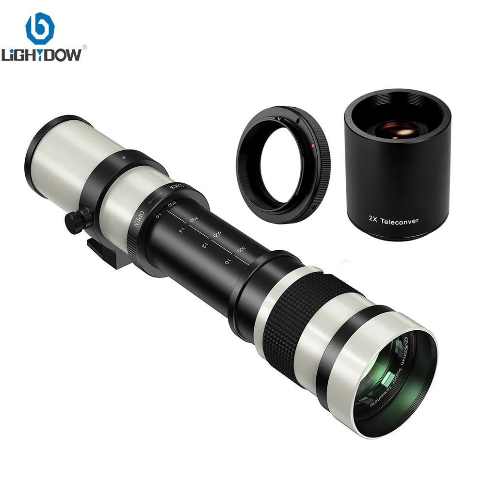 Lightdow 420-800mm f/8.3 telephoto lens, manual zoom lens with T-ring