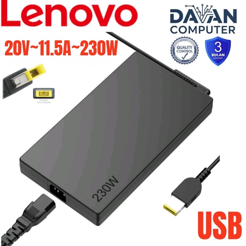 Super Slim 230W 20V 11.5A USB-PIN Adapter – Geschikt Voor Lenovo Legion 5/7/5i/5P/C7/S7 En Thinkpad P1/P73/P53