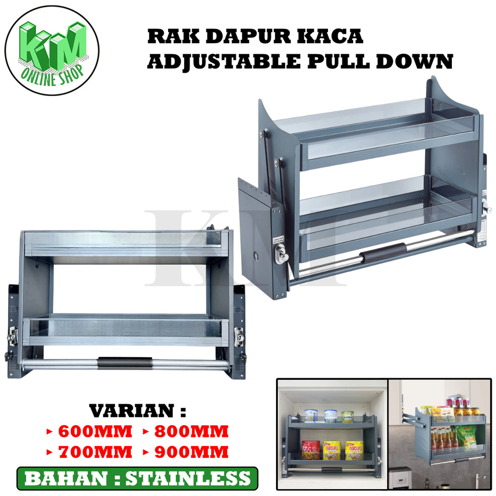 Jual Rak Piring Pull Down Kitchen Set Dapur Bumbu Serbaguna Glass ...