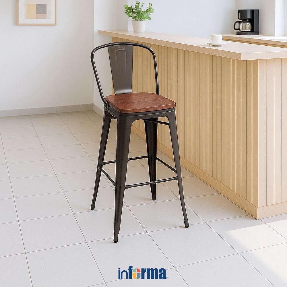 Jual Informa London Elm Kursi Bar Kayu - Cokelat Bar Stool Kursi Kafe ...